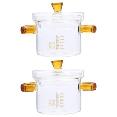 Cabilock 2-piece Glass Stew Pot Set Heat Resistant Cookware Non-stick Soup Pot for Stove Kitchen Lid
