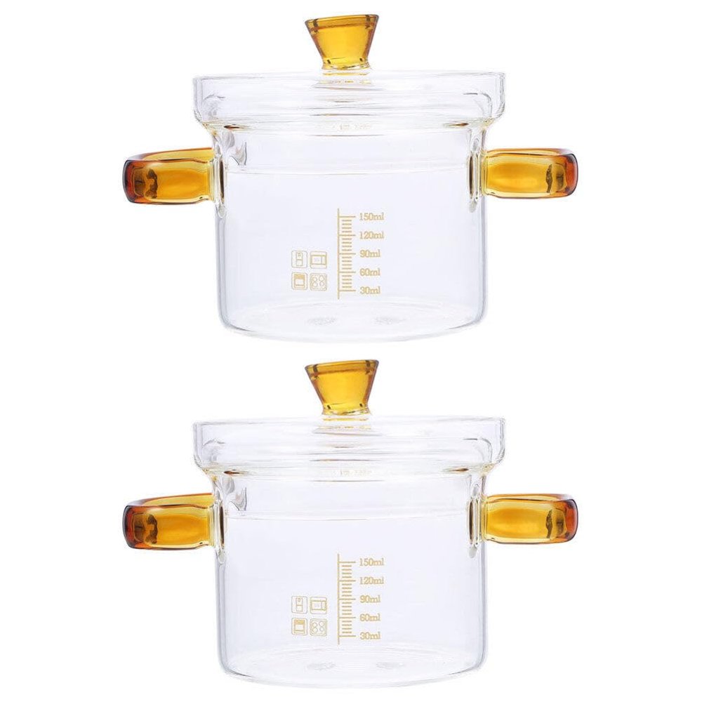 Cabilock 2-piece Glass Stew Pot Set Heat Resistant Cookware Non-stick Soup Pot for Stove Kitchen Lid