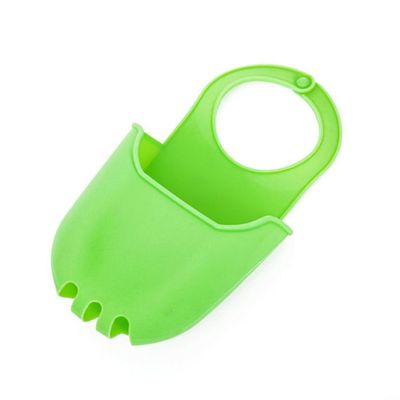 1PCS Silicone Sink Basket,Hanging Storage Bag Sink Drain Rack Soft Soap Dish Folding Drain Rack for Kitchen Bathroom(Green)
