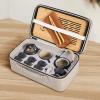 LURRIER Gongfu tea sets, Portable Ceramic TeaSet, Asian Tea sets for adult, Tea Gift sets, Grey leather case, Portable Travel Bag,Home,Gifting,Outdoor and Office(Black) view 3