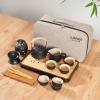 LURRIER Gongfu tea sets, Portable Ceramic TeaSet, Asian Tea sets for adult, Tea Gift sets, Grey leather case, Portable Travel Bag,Home,Gifting,Outdoor and Office(Black) view 4