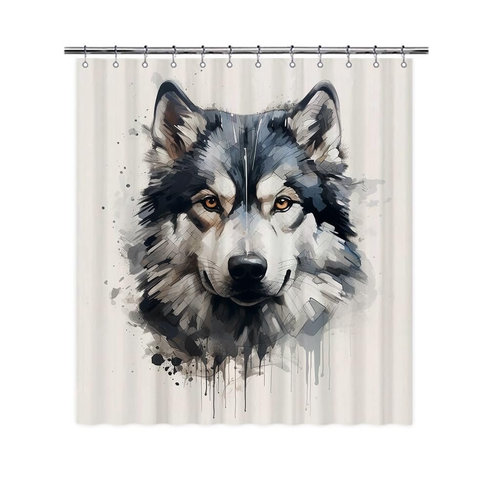 Ganshan Bi Funny Siberian Husky Dog Shower Curtain for Bathroom Home Decor Dog Puppy Pet Animal Print Bath Curtains with 12 Hooks 72x80 Inch Style 6