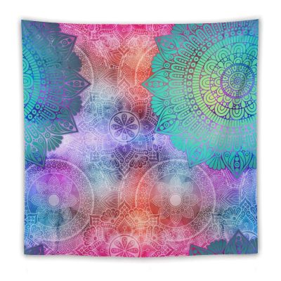 HZOHNAGO Mandala Tapestry Abstract Colored Geometry Pattern Printed Wall Tapestry Watercolor Abstract Wall Hanging for Bedroom Living Room Dorm 60" W x 60" H