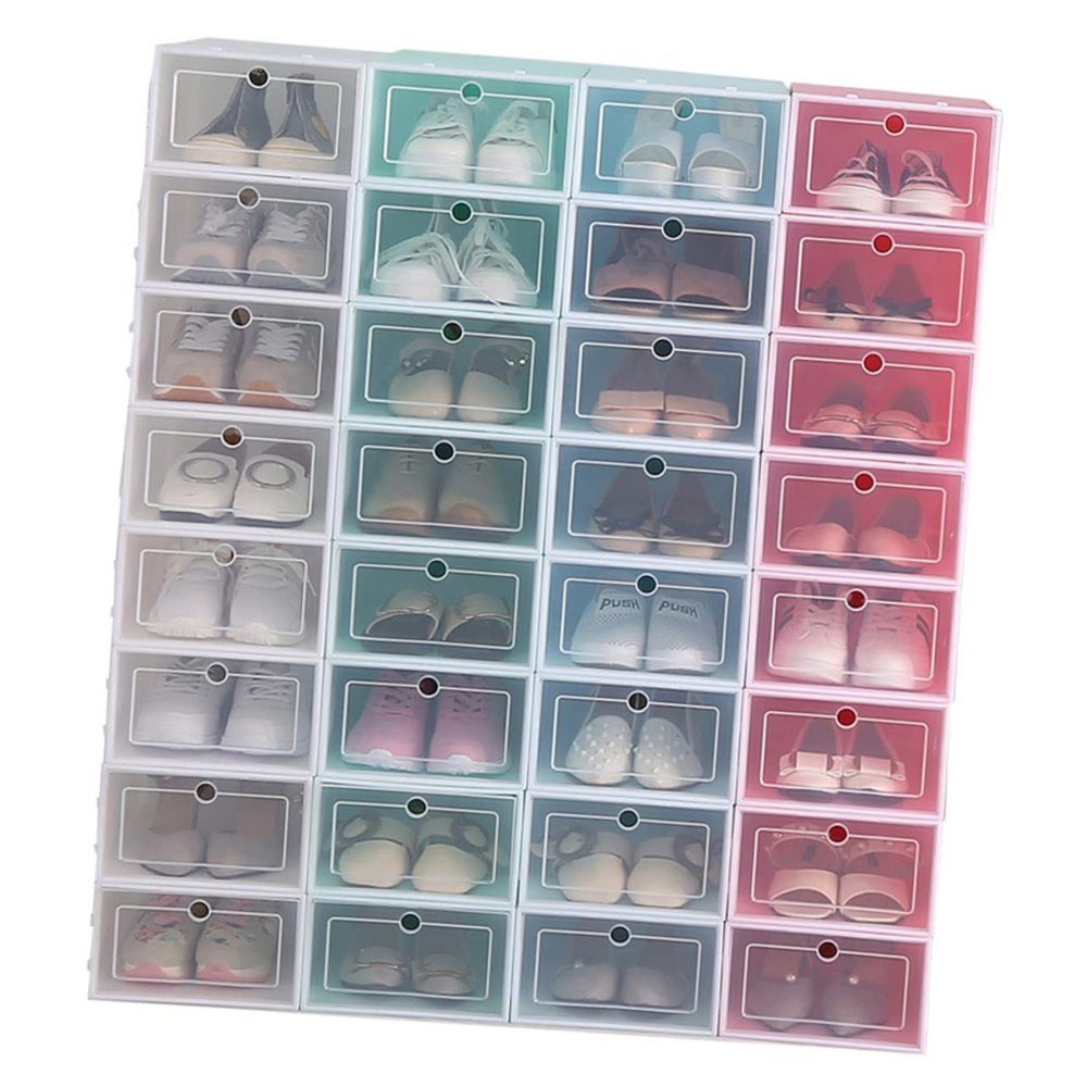 Holibanna 6pcs Transparent Stackable Plastic Storage Container for Organized Closets Entryway under Bed