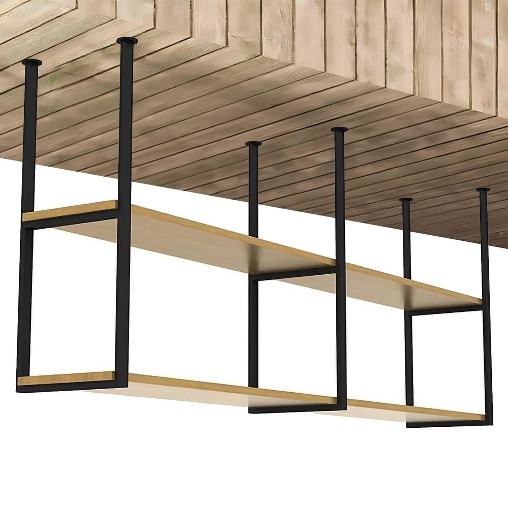 Ceiling Wooden Storage Shelf, Kitchen Pot Pan Rack Spice Shelves Balcony Floating Flower Stand, Bathroom Toiletries Organizer Shelves, 2 Layer Decorative Display Shelving - Easy to Install ( Size : 12