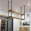 Yopappol Ceiling Storage Shelf, 2 Tier Wood Partition Shelving with Black Metal Iron Frame, Plant Shelf Flower Pot Stand Wine Holder for Restaurant, Kitchen, Bar, Home and Hotel (Size : 100x30x80cm) view 1