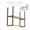 Yopappol Ceiling Storage Shelf, 2 Tier Wood Partition Shelving with Black Metal Iron Frame, Plant Shelf Flower Pot Stand Wine Holder for Restaurant, Kitchen, Bar, Home and Hotel (Size : 100x30x80cm) view 2