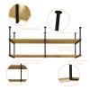 Yopappol Ceiling Storage Shelf, 2 Tier Wood Partition Shelving with Black Metal Iron Frame, Plant Shelf Flower Pot Stand Wine Holder for Restaurant, Kitchen, Bar, Home and Hotel (Size : 100x30x80cm) view 3