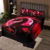 Castle Fairy Dragon Bedding Set Queen Size,Starry Sky Moon Night Bedspread for Kids Boys Teens Women Bedroom Decor,3D Animals Comforter Set Western Dragon Black Red Quilt Coverlet,2 Pillowcases view 1
