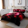 Castle Fairy Dragon Bedding Set Queen Size,Starry Sky Moon Night Bedspread for Kids Boys Teens Women Bedroom Decor,3D Animals Comforter Set Western Dragon Black Red Quilt Coverlet,2 Pillowcases view 2