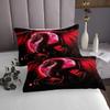 Castle Fairy Dragon Bedding Set Queen Size,Starry Sky Moon Night Bedspread for Kids Boys Teens Women Bedroom Decor,3D Animals Comforter Set Western Dragon Black Red Quilt Coverlet,2 Pillowcases view 3