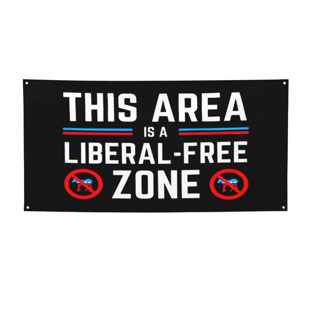 YVNUM Anti F K Biden Democrats Suck This Area Is A Liberal Free Zone Banner Decorations 35" X 71" Yard Banner Sign,Holiday Indoor Outdoor Party Favors