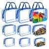 Wensdr 9 Packs Clear PVC Toy Storage Bags Toiletry Bags Waterproof Kids Zippered Toy Organizing Bags for Building Blocks Puzzle Stationery Blue view 1