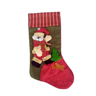 FixtureDisplays 14X9" Xmas Stocking Sack Santa Christmas Gift Bag Hanging Gift Stocking Bag 15027-SANTA1-NEW