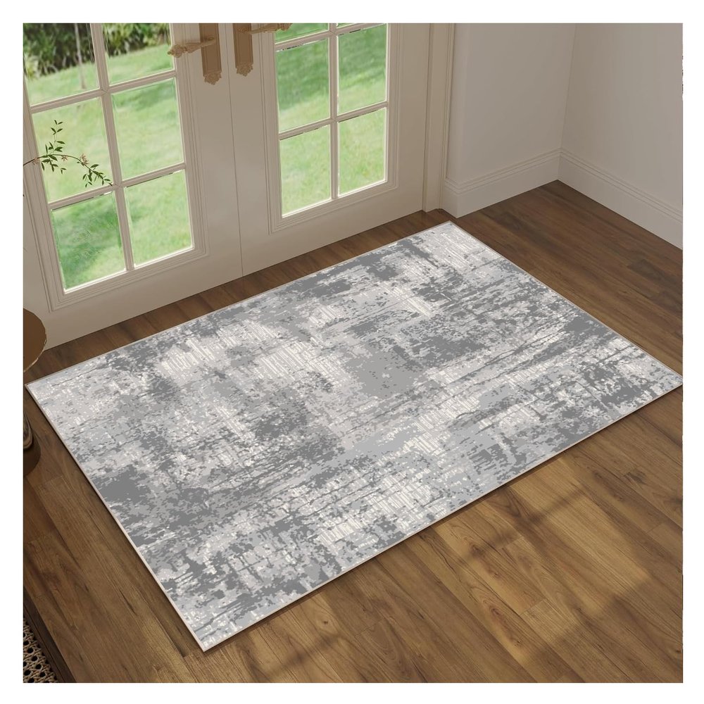 6x9 Area Rugs Washable Boho Rug, Non Slip Carpet for Living Room, Bedroom, Kitchen, Soft Low-Pile Rug, Multi Color/Gray/Beige Distressed Print Rugs, Loop Pile Carpets