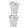 Ciieeo 2pcs Mini Desktop Trash Can Lid Cute Multi-Purpose Storage Bucket for Office and Home Use Stylish Galvanized Garbage Container for Dried Flowers and Daily Waste view 1