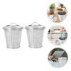 Ciieeo 2pcs Mini Desktop Trash Can Lid Cute Multi-Purpose Storage Bucket for Office and Home Use Stylish Galvanized Garbage Container for Dried Flowers and Daily Waste view 4