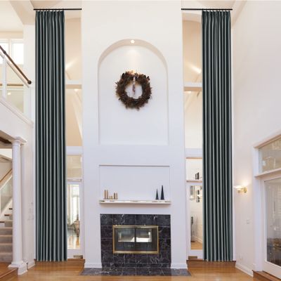 Fcosie Dark Grey Extra Tall Curtains High Ceiling 120-inch to 288-inch Length Pinch Pleated Velvet Curtains 52" Wide Tall Ceiling Curtain Room Darkening Thermal Insulated Drapes (13ft Long, 2 PCS)