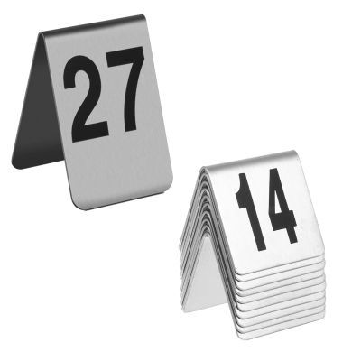 HJXGQJM Stainless Steel Tent Style Table Number Card, Double-Sides Table Sign Number Plate, Tabletop Number Stackable, for Wedding Reception Decorations and Restaurant (Size : 61-70)