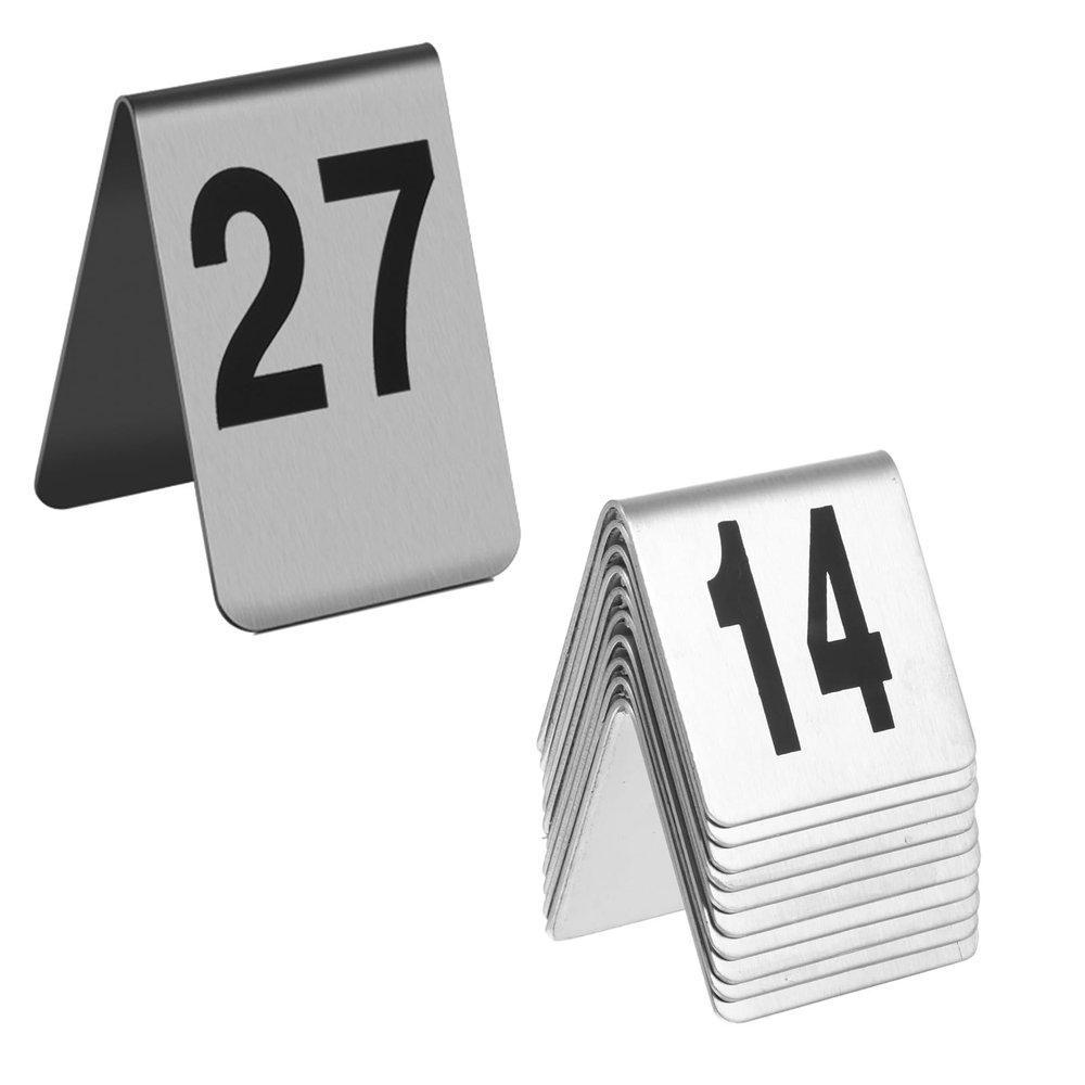 HJXGQJM Stainless Steel Tent Style Table Number Card, Double-Sides Table Sign Number Plate, Tabletop Number Stackable, for Wedding Reception Decorations and Restaurant (Size : 61-70)