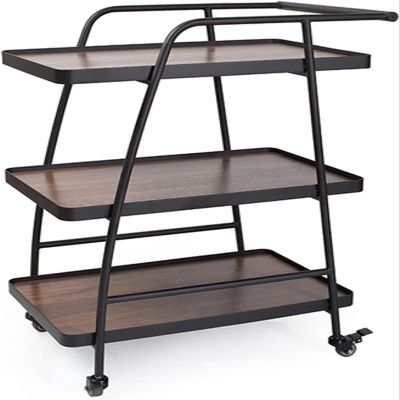 KOELAP Bar Cart, Serving Cart for The Home, Drinks Cocktail Trolley Serving Cart Kitchen Storage & Organisation Bar Table Side Table Vegetable Storage Utility Cart (Color : B)