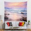 CORFOTO 180x98 Inch Fabric Oil Painting Ocean Beach Sunset Tapestry Great Sea Wave Sailboat Wall Hanging Ocean Painting Tapestry for Bedroom Aesthetic Living Room College Dorm Decor view 4