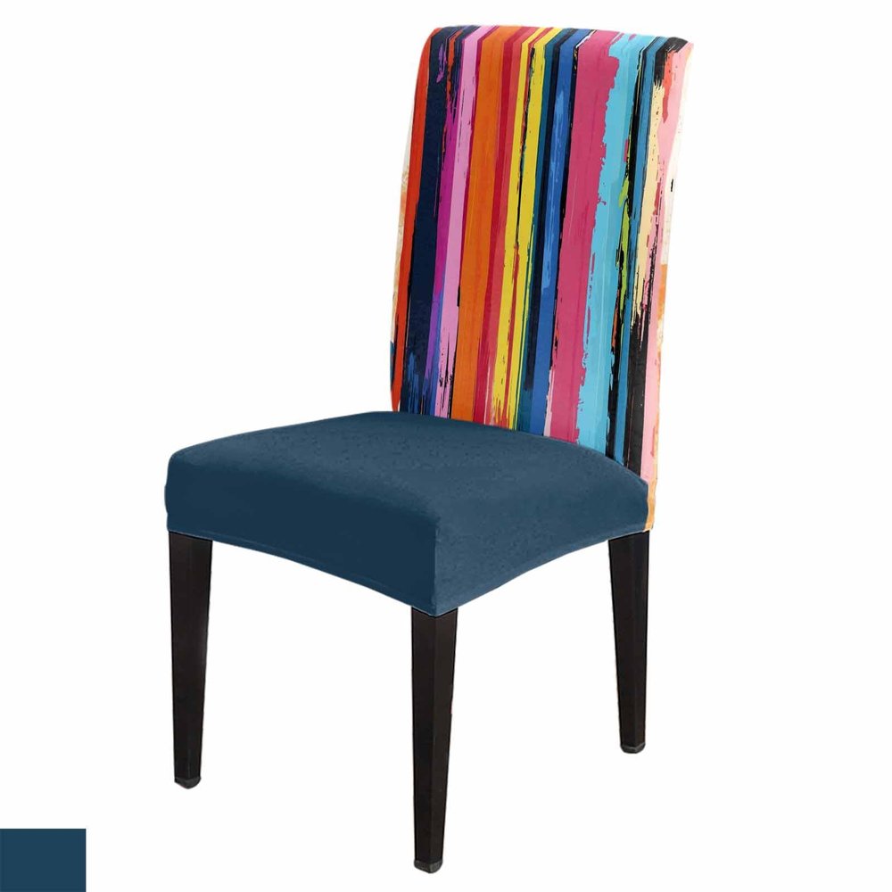 Abstract Rainbow Dining Chair Cover Set of 4,Stretch Chair Protectors Slipcover,Spandex Kitchen Chair Seat Back Cushion Slip Cover for Dining Room,Party,Ceremony Modern Multicolor Tainted Ink Art