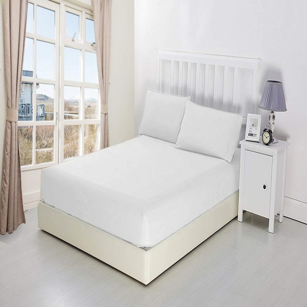 600 Thread Count Cotton Fitted Sheet for Cal-King Size|100% Egyptian Cotton Fitted Sheet|1 Piece Fitted Sheet Comfy, Ultra Soft, Breathable|16 Inch Deep Pocket Fitted Sheet in White Solid