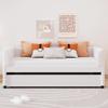 Twin Size Upholstered Daybed with Ergonomic Design Backrest and Trundle,Solid Wood Daybed Sofa Bed Frame with Introduction Lines of Velvet Fabric for Bedroom Living Room (Beige@072) view 3