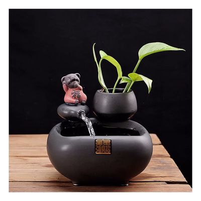 CABRIOLET Office Fountain Ceramic Sculpture Indoor Fountain Desktop Fountain Ceramic Waterfall Tabletop Fountain Office Home Interior Decoration Water Fountain Decor