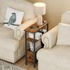 Snughome Narrow Side Table with Charging Station, Slim End Table for Small Spaces, 3 Tier Skinny Nightstand with Drawer, Sofa Beside Table with Storage Shelf for Living Room Bedroom view 2