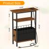 Snughome Narrow Side Table with Charging Station, Slim End Table for Small Spaces, 3 Tier Skinny Nightstand with Drawer, Sofa Beside Table with Storage Shelf for Living Room Bedroom view 3