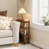 Snughome Narrow Side Table with Charging Station, Slim End Table for Small Spaces, 3 Tier Skinny Nightstand with Drawer, Sofa Beside Table with Storage Shelf for Living Room Bedroom view 4