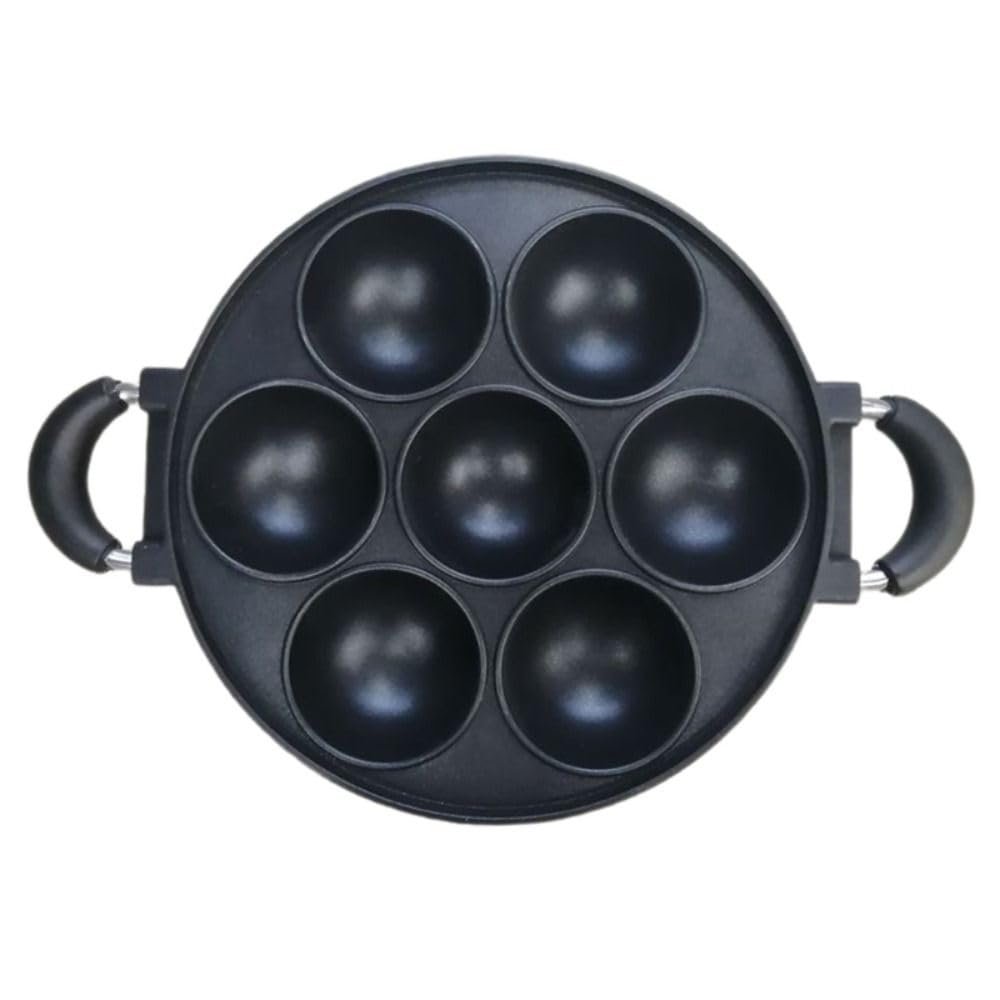 7 Holes Takoyaki Pan,Cast Iron Heavy Duty NonStick Cooking Plate Octopus Ball Maker Breakfast Biscuit Muffin Cornbread Egg Cooker Kitchenware