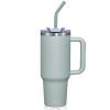 SMLIXE 40 oz Tumbler with Handle and Straw Lid,Insulated Reusable Stainless Steel Water Bottle Travel MugCupholder Friendly Double Wall Vacuum Sealed Cup (Shale) view 1