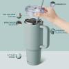 SMLIXE 40 oz Tumbler with Handle and Straw Lid,Insulated Reusable Stainless Steel Water Bottle Travel MugCupholder Friendly Double Wall Vacuum Sealed Cup (Shale) view 2