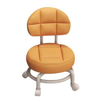 KITCISSL Universal Wheel Small Stool Household Pulley Removable Short Stool with Wheels, Toddler Chair with Backrest, Shoe Bench Living Room Foot Stools Children's Round Chair (Color : Orange)