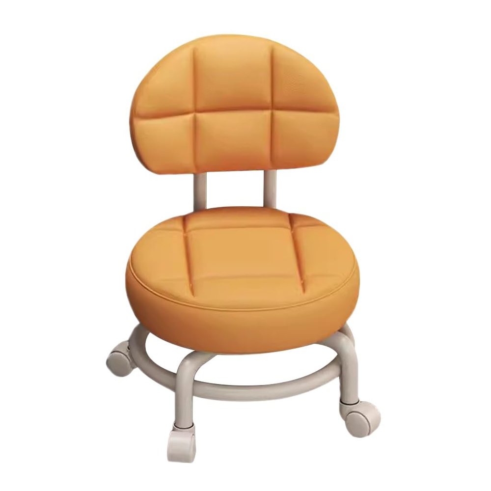 KITCISSL Universal Wheel Small Stool Household Pulley Removable Short Stool with Wheels, Toddler Chair with Backrest, Shoe Bench Living Room Foot Stools Children's Round Chair (Color : Orange)