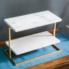 ACICS Desserts Rack,White Marble with Metal Bracket Cake and Cupcake Serving Display Rectangular Bread Cheese Tray Cake Stand for Weddings,Showers,Anniversaries,Parties,or Modern Home Decor view 1