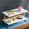 ACICS Desserts Rack,White Marble with Metal Bracket Cake and Cupcake Serving Display Rectangular Bread Cheese Tray Cake Stand for Weddings,Showers,Anniversaries,Parties,or Modern Home Decor view 2