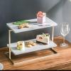 ACICS Desserts Rack,White Marble with Metal Bracket Cake and Cupcake Serving Display Rectangular Bread Cheese Tray Cake Stand for Weddings,Showers,Anniversaries,Parties,or Modern Home Decor view 3