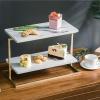 ACICS Desserts Rack,White Marble with Metal Bracket Cake and Cupcake Serving Display Rectangular Bread Cheese Tray Cake Stand for Weddings,Showers,Anniversaries,Parties,or Modern Home Decor view 4
