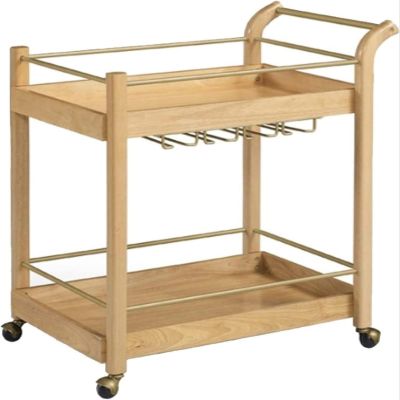 KOELAP Bar Cart, Serving Cart for The Home, Bar Carts/Serving Carts/Kitchen Carts/Wine Rack Carts On Wheels with Storage - Wine Tea Liquor Shelves - Solid Wood and Metal Furniture (Color : Beige)