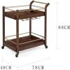 KOELAP Bar Cart, Serving Cart for The Home, Bar Carts/Serving Carts/Kitchen Carts/Wine Rack Carts On Wheels with Storage - Wine Tea Liquor Shelves - Solid Wood and Metal Furniture (Color : Beige) view 2