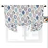 Abstract Leaves Tie Up Curtains for Small Windows, Navy Blue Green Brown Leaf Art Plants Adjustable Shade Valance Light Filter Rod Pocket Curtains for Living Room Bedroom, W42 x L54 Inches, 1 Panel view 1
