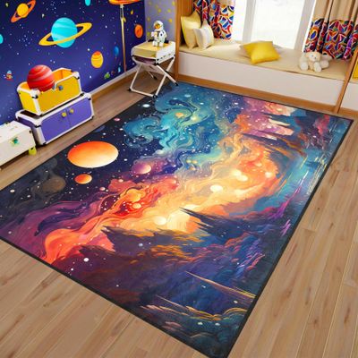Galaxy Area Rug - Space Rugs for Boys Bedroom - Universe Solar System Planet Rug Outer Space Themed Bedroom Decor Carpet for Kids Room Indoor Floor Sofa Matst 2.5x4 Feet