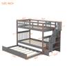 WEALTHKING Stairway Bunk Bed with Trundle, Convertible Detachable Beds, Pine Wood Frame with Four-Step Staircase, Storage Shelves, Guardrails, No Box Spring Required (Grey,Twin over Twin) view 2