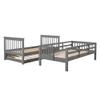 WEALTHKING Stairway Bunk Bed with Trundle, Convertible Detachable Beds, Pine Wood Frame with Four-Step Staircase, Storage Shelves, Guardrails, No Box Spring Required (Grey,Twin over Twin) view 4