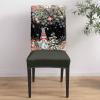 Christmas Leaves Dining Chair Cover Set of 4,Stretch Chair Protectors Slipcover,Spandex Kitchen Chair Seat Back Cushion Slip Cover for Dining Room,Party Black Snowflake Eucalyptus Flower Berry view 4