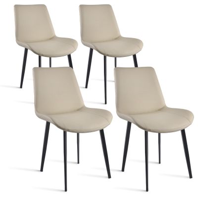 AmoUnico Dining Chairs, Modern PU Leather Dining Room Chair with Sturdy Metal Legs, Upholstered Seat Dinner Chairs Accent Side Chairs for Indoor Kitchen Living Room (Light Grey, Set of 4)